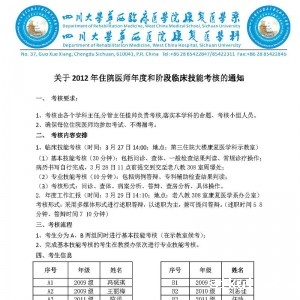 关于2012年住院医师年度和阶段临床技能考核的通知